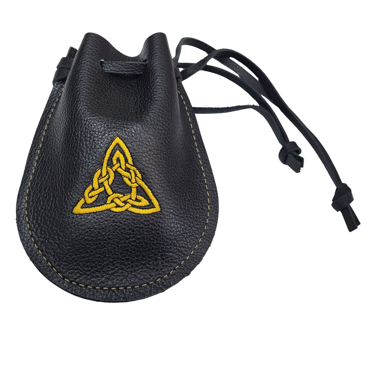 leather pouch with gold triangle